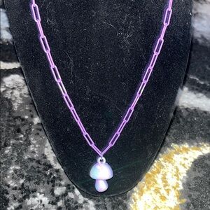 Purple Mushroom Pendant Necklace
